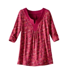 T-Shirt En Topje|Bloes En Tuniek<Blancheporte Bedrukte tuniek met V-hals pruim / roze
