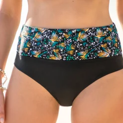 Badmode|Badmode<Blancheporte Bedrukte zwemslip Abella voor platte buik - moduleerbare tailleband zwart