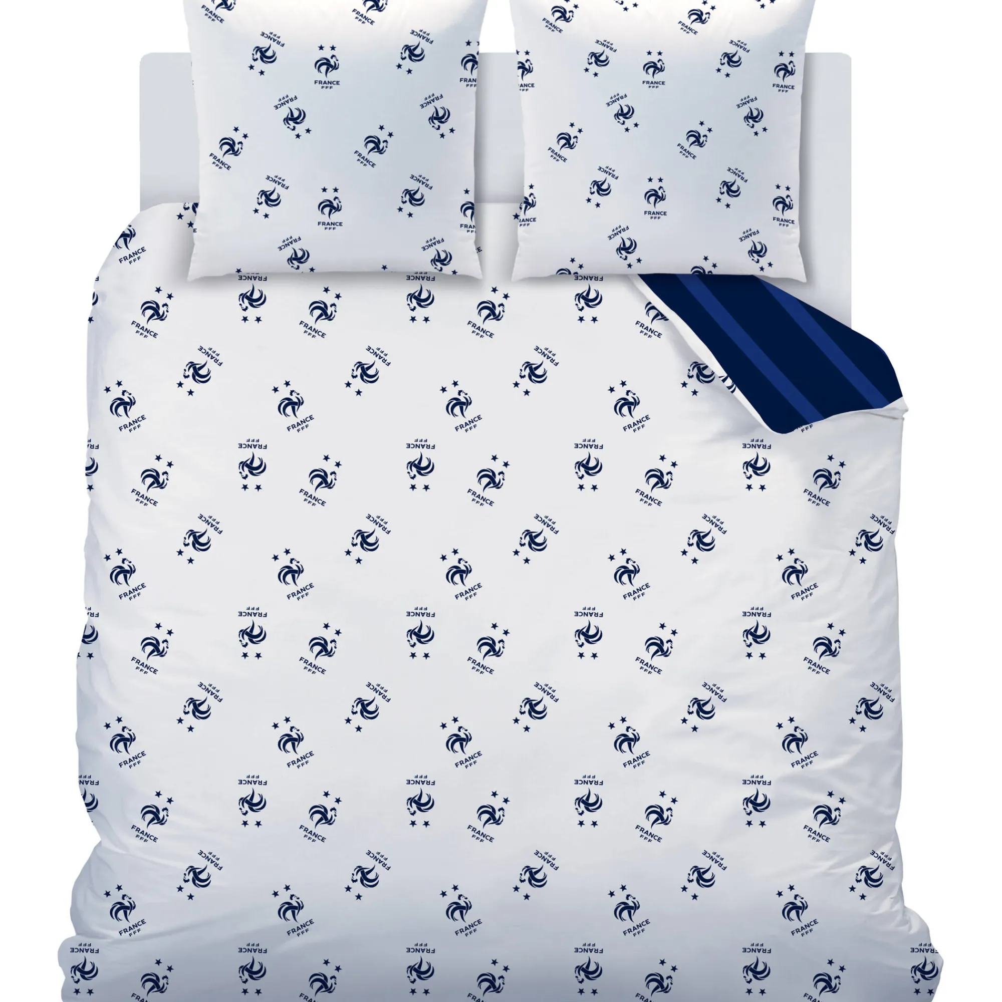 Delige Bedlinnenset<FFF Bedset met print - katoen blauw