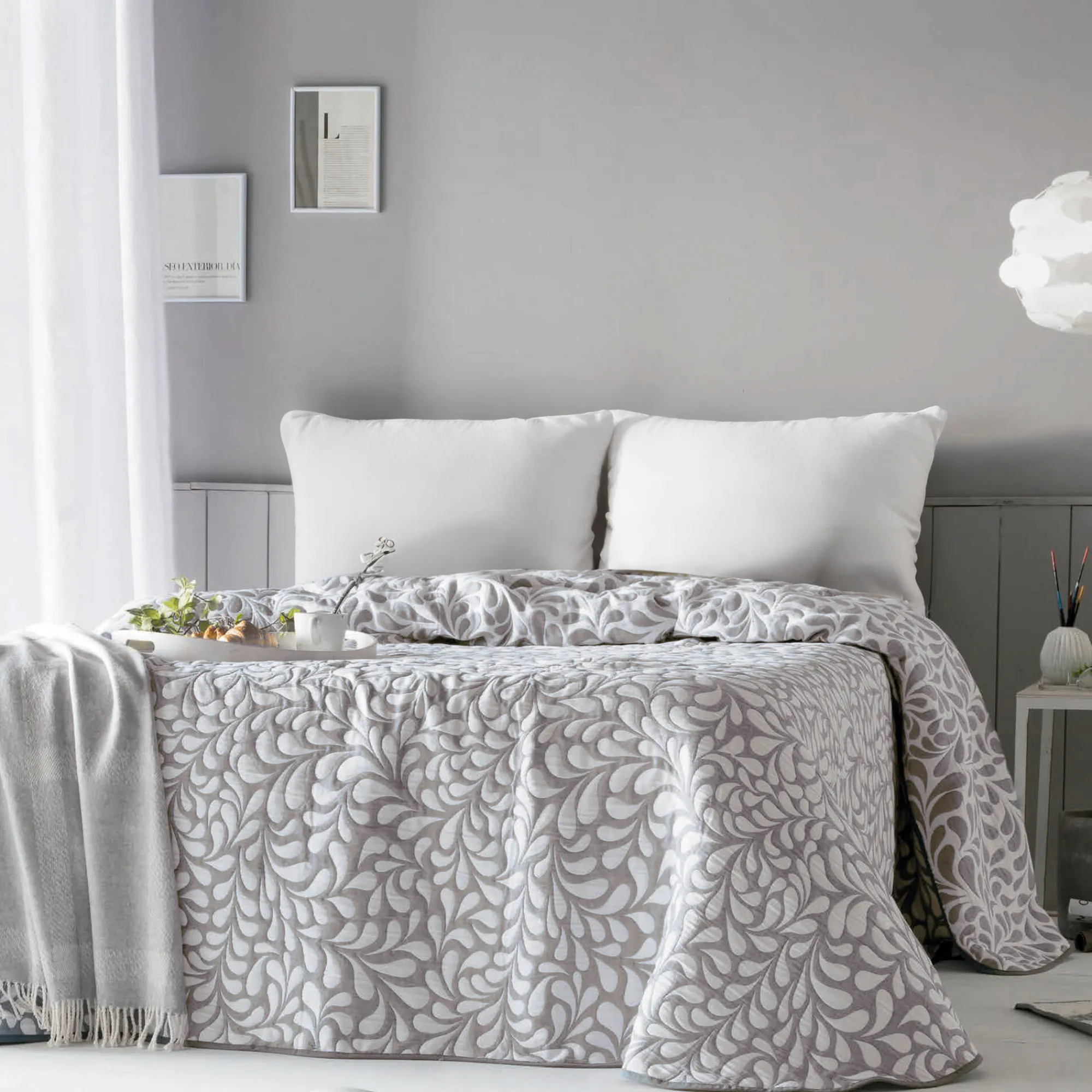 Deken En Bedsprei|Deken, Boutis En Bedsprei<Blancheporte Bedsprei met "Bladeren" jacquardmotief ecru / taupe
