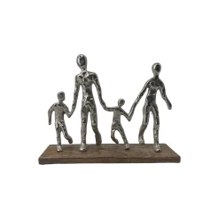 Decoratieartikel<Blancheporte Beeld met 4 personages, gehamerd aluminium metaal