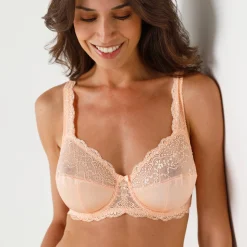 Beha<Confidence Lingerie Beha in glanstricot en kant Salford met beugels - set van 2 geel + abrikoos