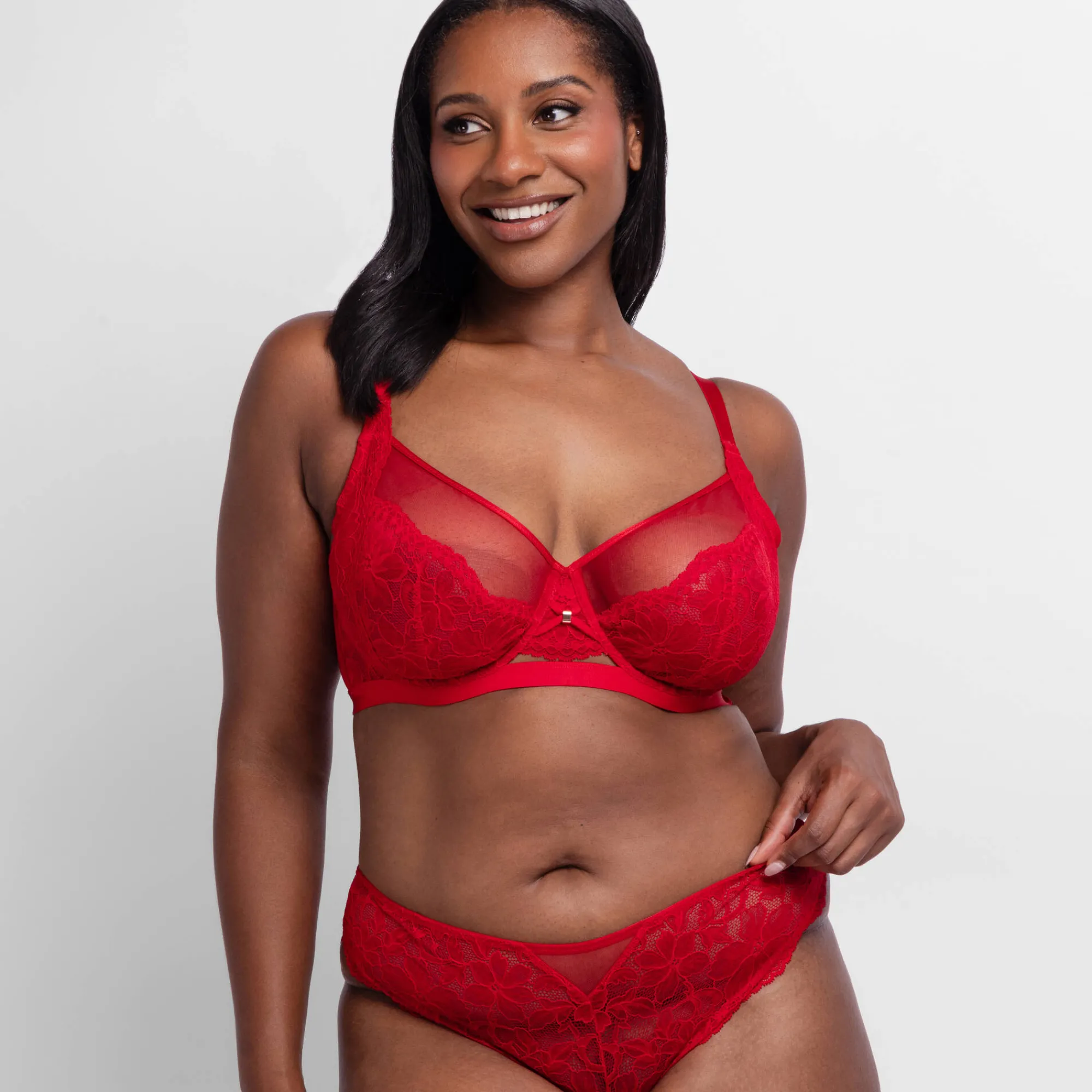 Beha<dorina Beha in kant en tule Jemma - met beugels rood