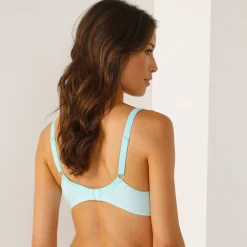 Beha<Confidence Lingerie Beha in katoen en kant, effen en met bloemenprint, Tropea, zonder beugels - set van 2 aqua