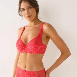 Beha<Confidence Lingerie Beha in katoen en kant, effen en met stippenprint, Tropea, met beugels - set van 2 roze