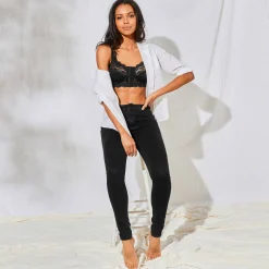 Feestelijke Lingerie|Beha<Blancheporte Beha met haakjessluiting vooraan - zonder beugels zwart