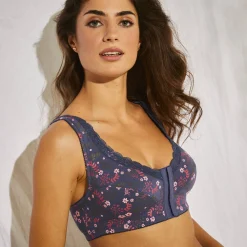 Beha<Confidence Lingerie Beha met sluiting voor, in bedrukt katoen Capella - zonder beugels grijsblauw