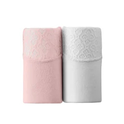Beha<Blancheporte Behatopje in katoen met kanten rug - set van 2 wit + poeder