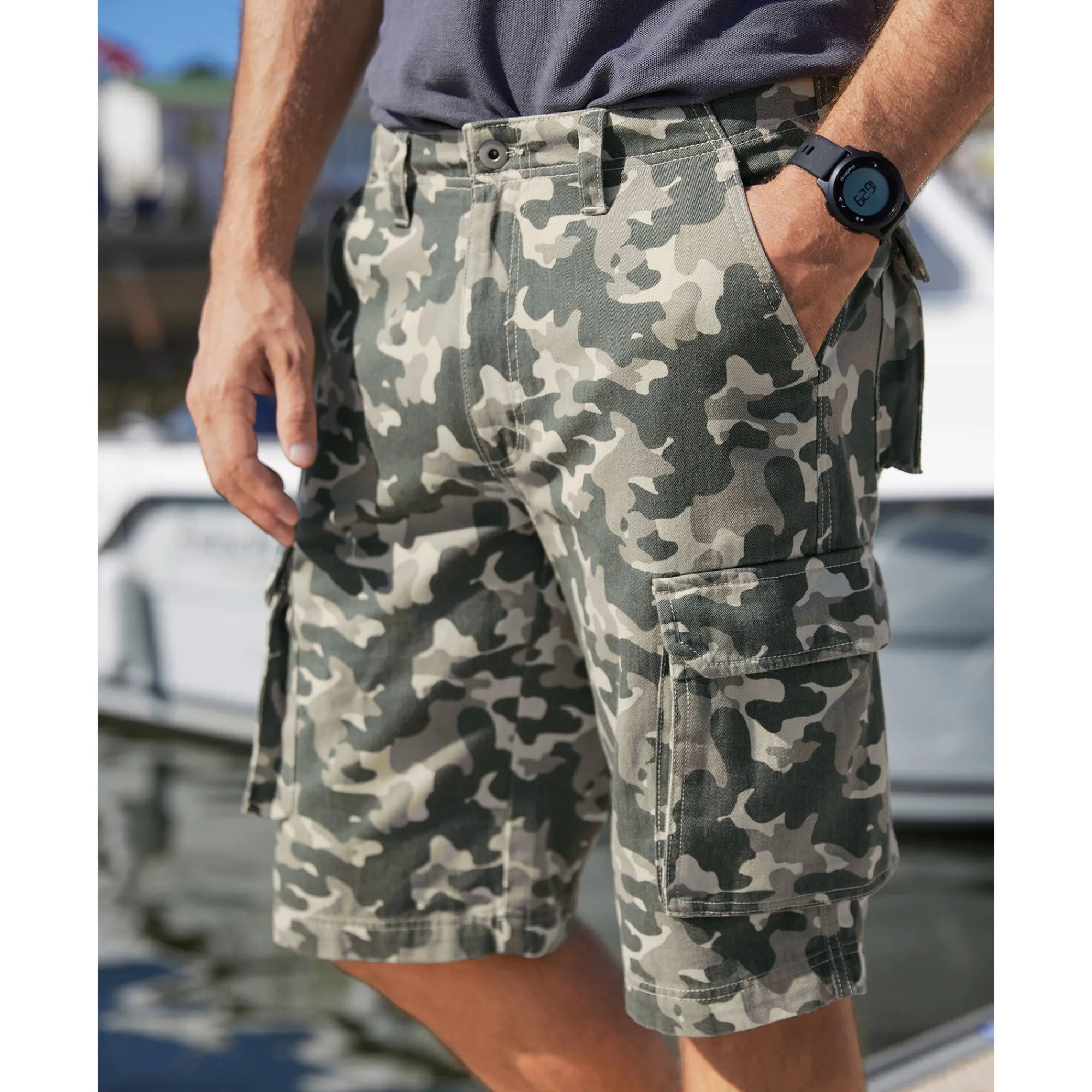 Short En Bermuda<Blancheporte Bermuda in canvas met camouflageprint lichtkaki