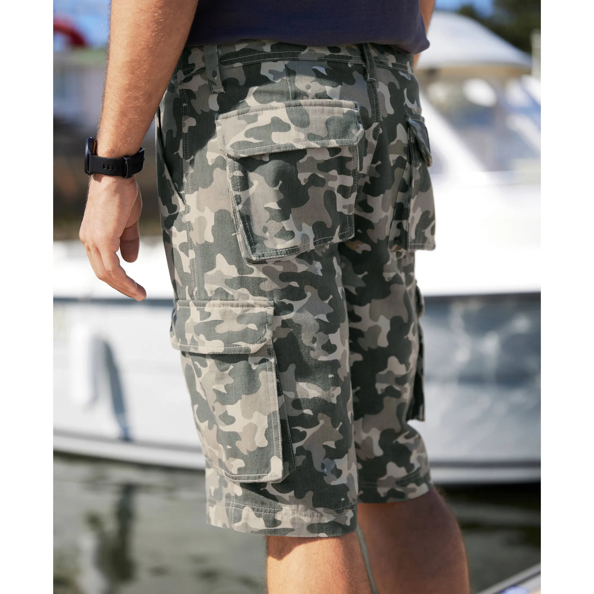 Short En Bermuda<Blancheporte Bermuda in canvas met camouflageprint lichtkaki
