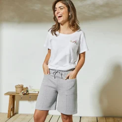 Short<Blancheporte Bermuda in geruwd molton chiné grijs