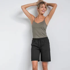 Short<Blancheporte Bermuda in geruwd molton zwart