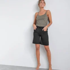 Short<Blancheporte Bermuda in geruwd molton zwart