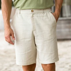 Short En Bermuda<Blancheporte Bermuda in katoen-linnen, tailleband 3/4-elastisch grijsbeige