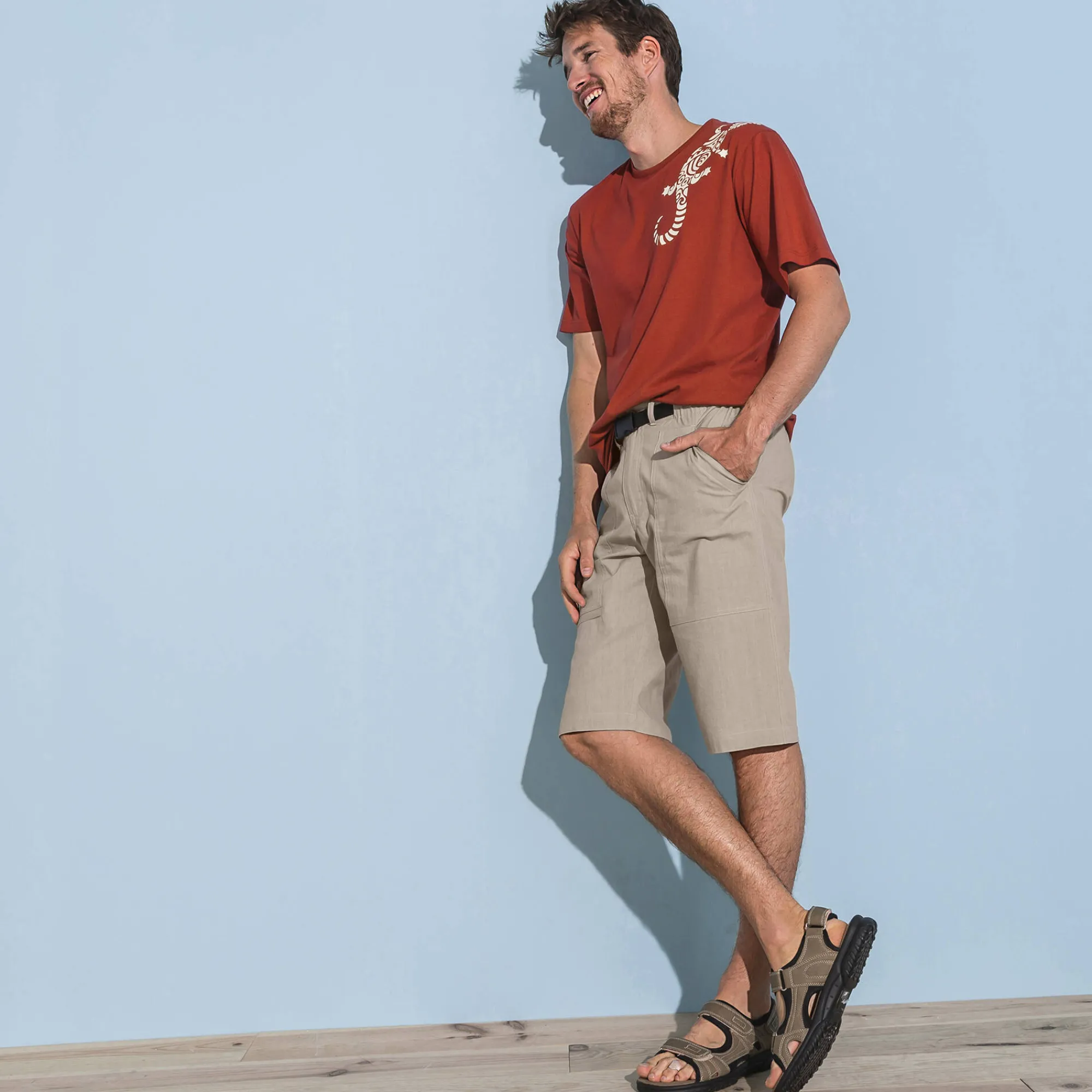 Short En Bermuda<Blancheporte Bermuda met 3/4-elastische tailleband + bijpassende ceintuur zandkleur