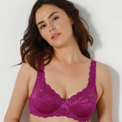 Beha<Confidence Lingerie Beugelbeha met kant Avila - set van 2 paars + oranje
