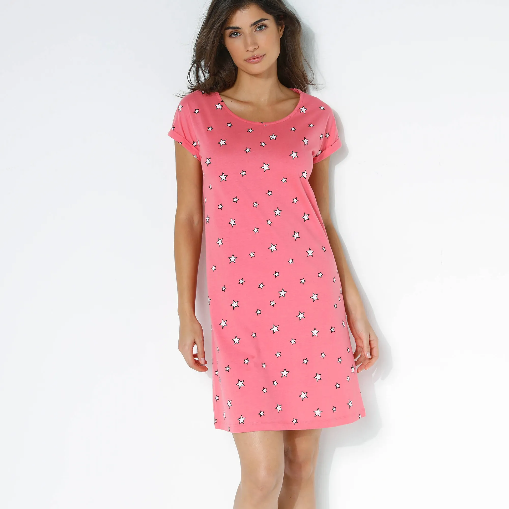 Nachthemd<Blancheporte Bigshirt - set van 2 fuchsia + antraciet