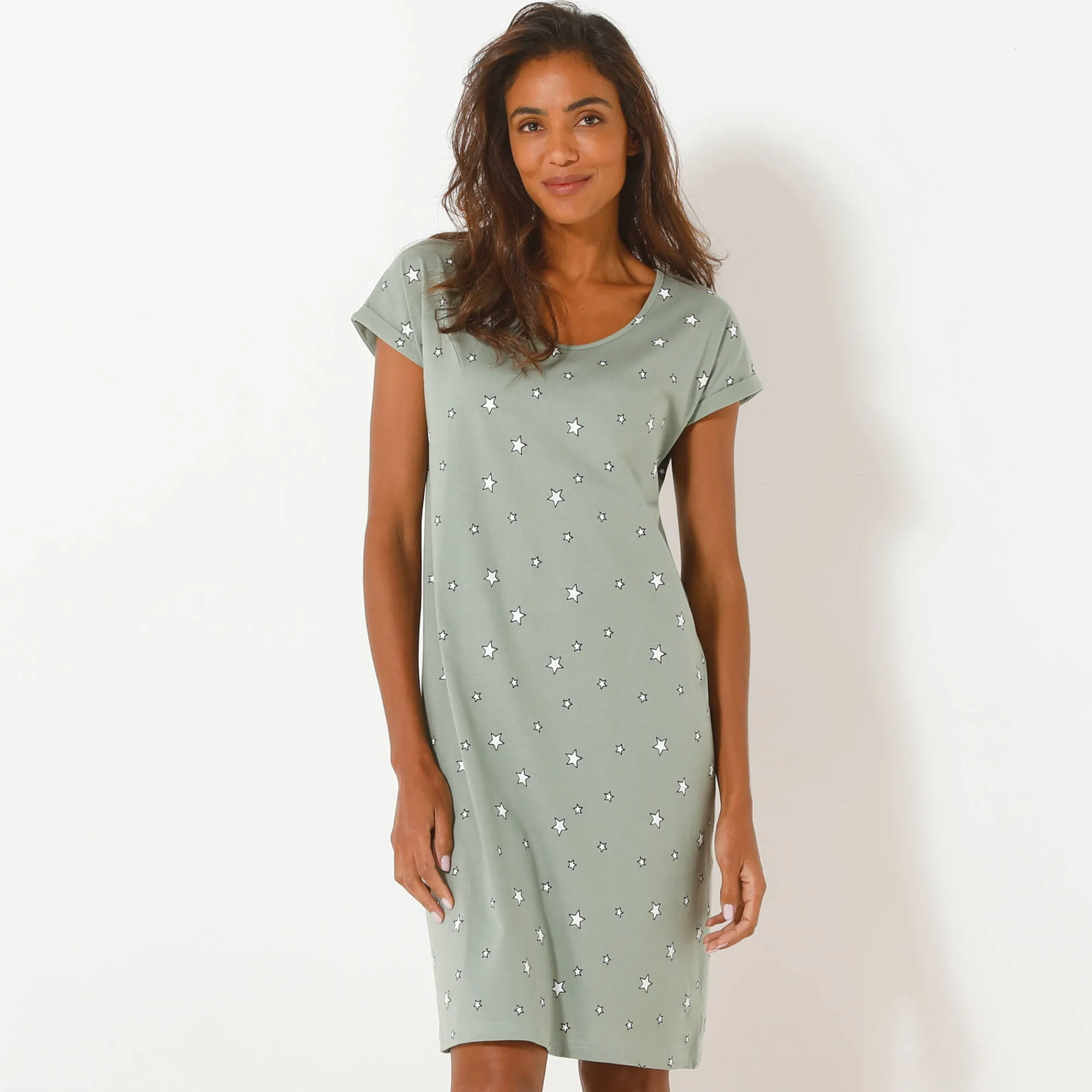 Nachthemd<Blancheporte Bigshirt - set van 2 kaki + roze