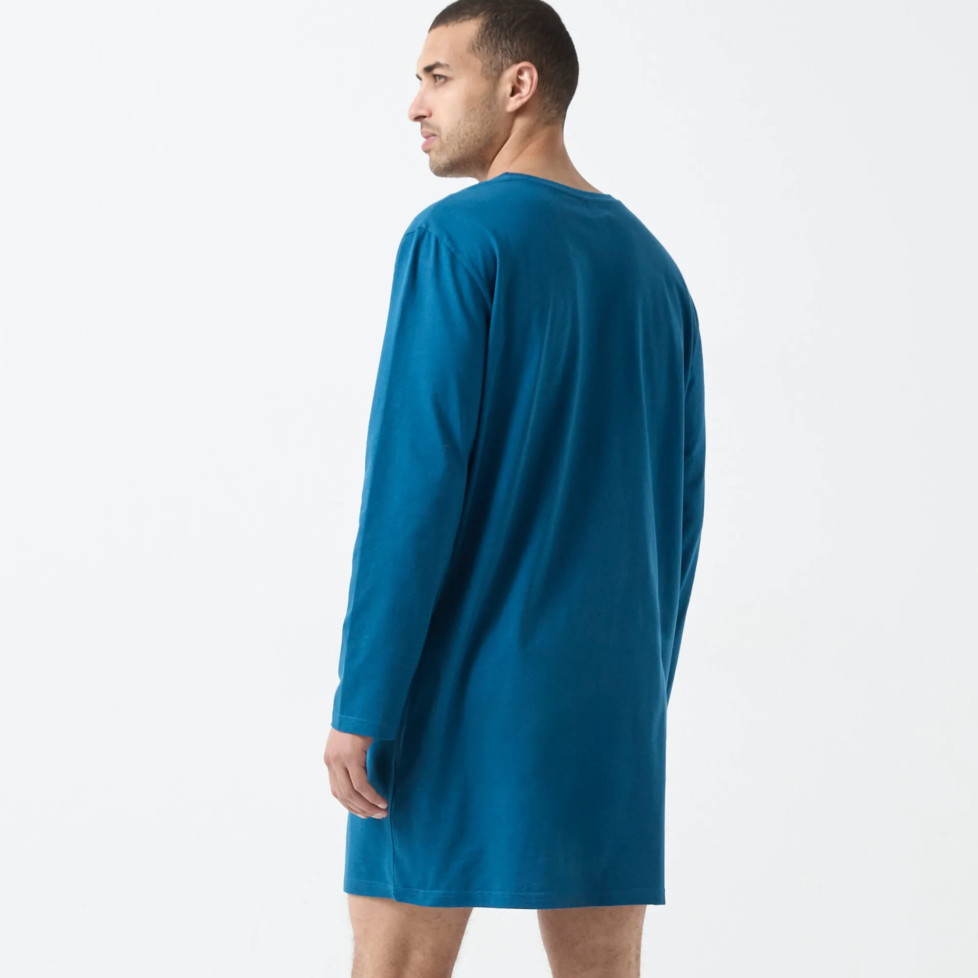Pyjama En Kamerjas<Blancheporte Bigshirt met "Je ne grossis pas" print petroleumblauw