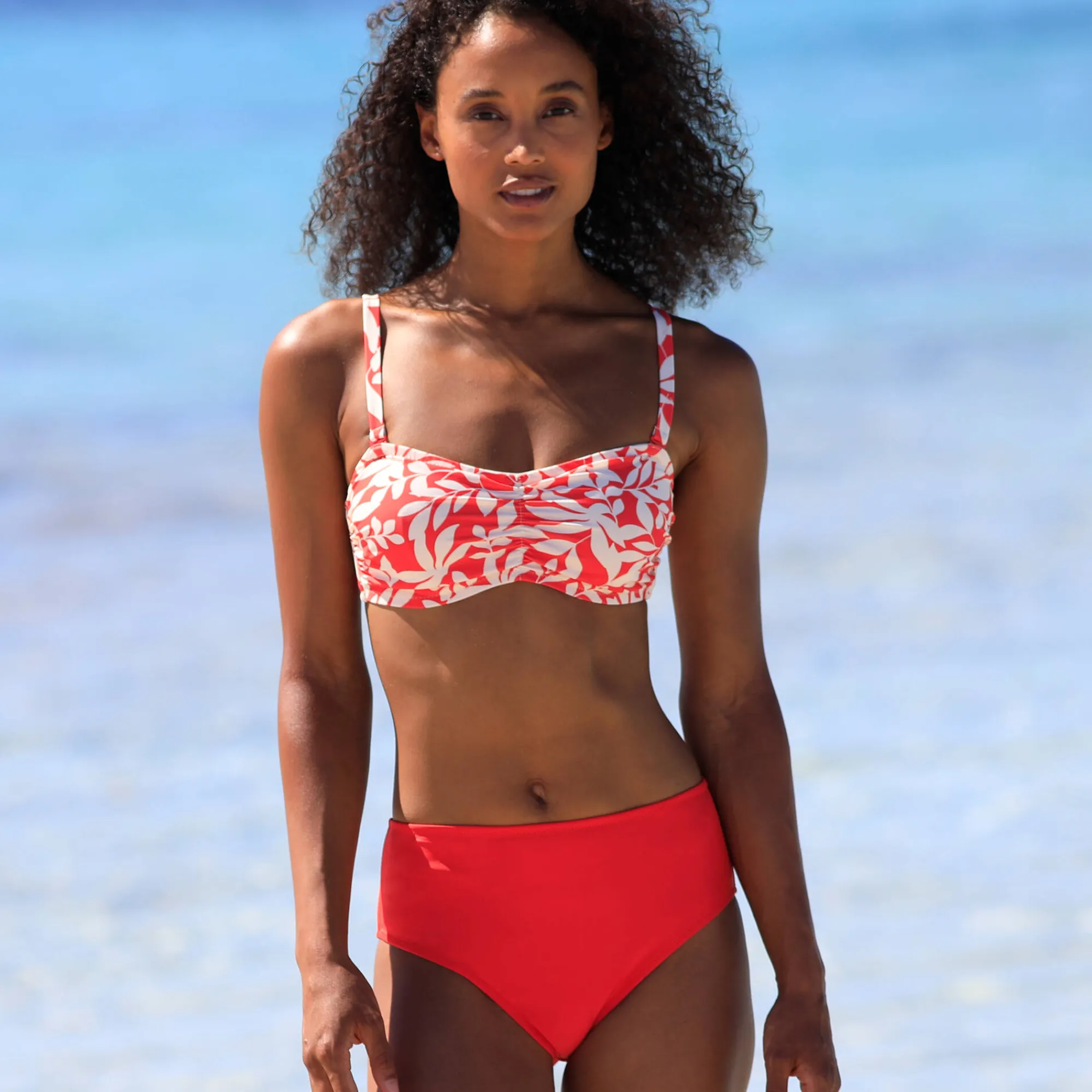 Badmode|Badmode<Blancheporte Bikinibeha met beugels Linao - bandeaumodel grenadine / ecru