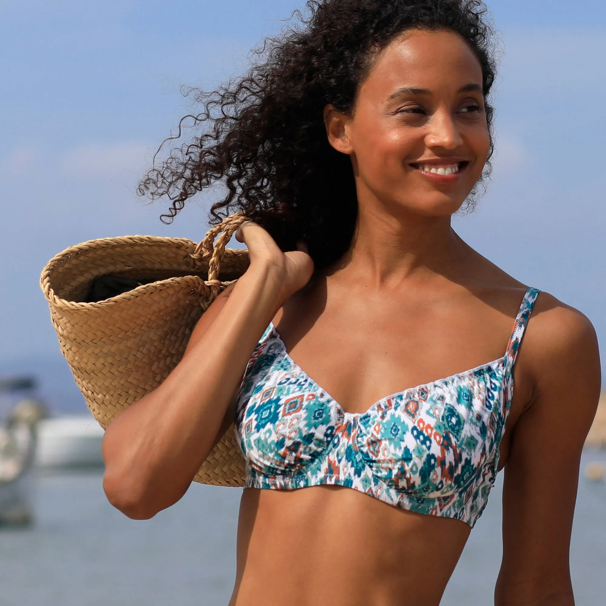 Badmode|Badmode<Blancheporte Bikinibeha met beugels Tanza - korfmodel ecru / smaragd
