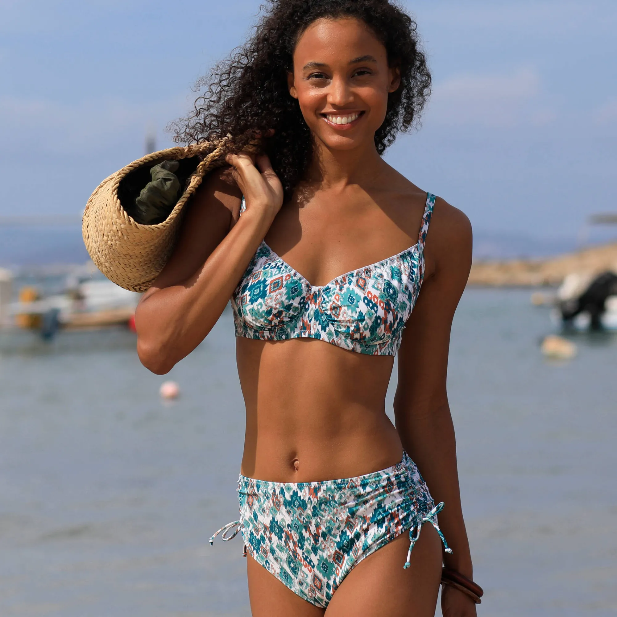Badmode|Badmode<Blancheporte Bikinibeha met beugels Tanza - korfmodel ecru / smaragd