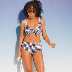Badmode|Badmode<Blancheporte Bikinibeha Minuri, foulardmodel met ruitjesprint - met beugels ecru / blue