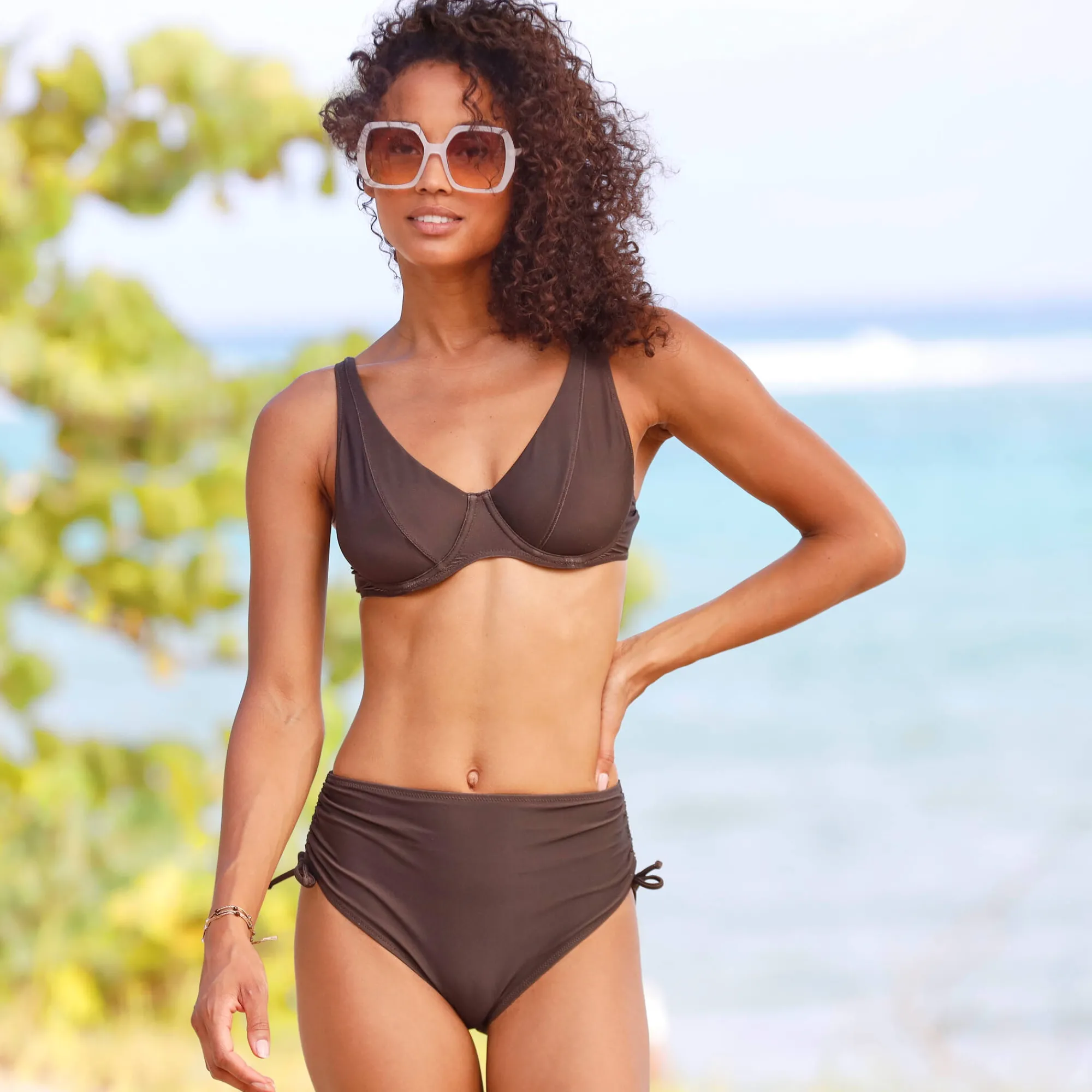 Badmode|Badmode<Blancheporte Bikinibeha Solaro in foulardmodel - met beugels chocolade