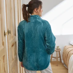 Peignoir En Kamerjas<Blancheporte Binnenhuisjasje in fleecetricot met rits smaragd