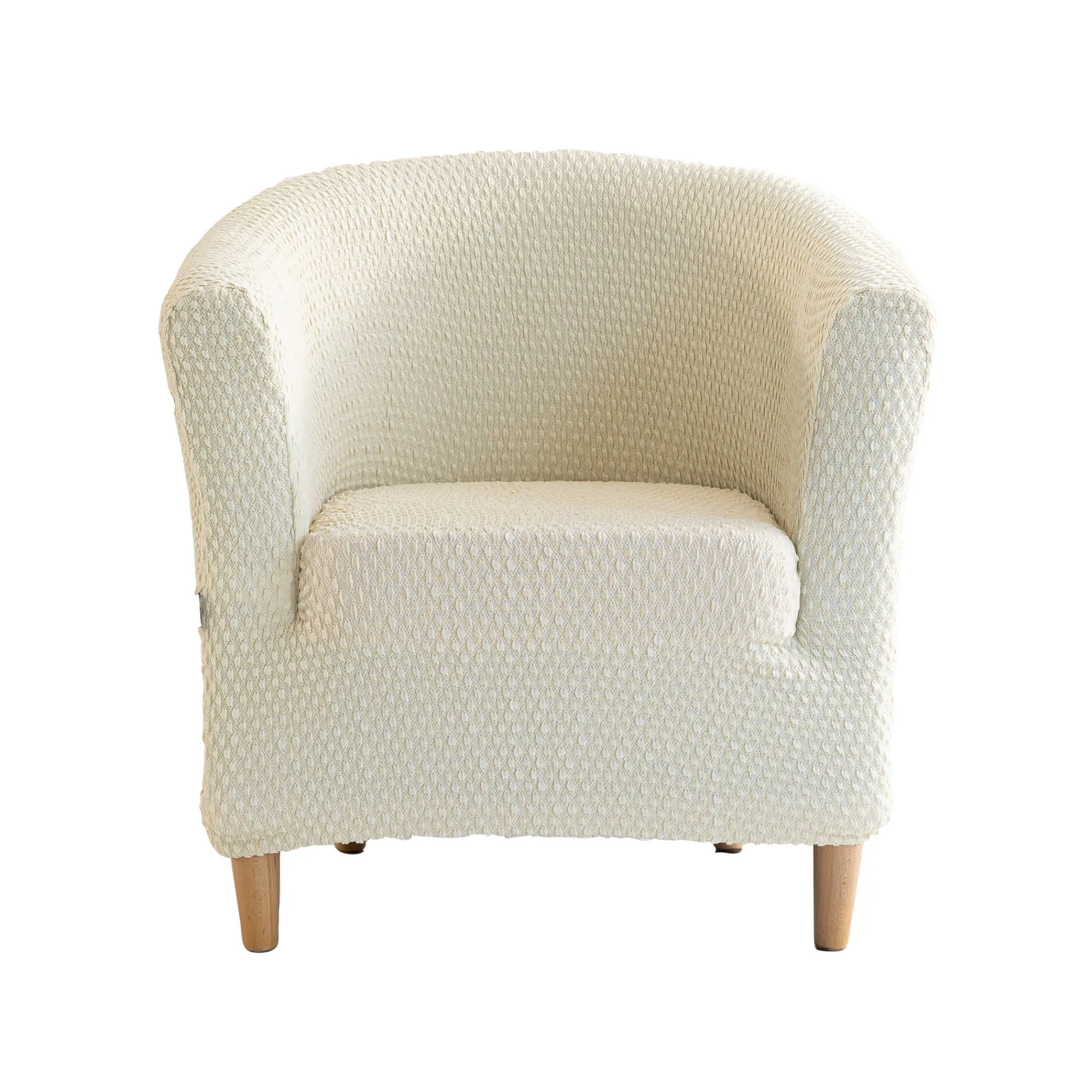 Zitbankhoes<Blancheporte Bi-rekbare, gewafelde fauteuil- en kuipzetelhoes beige
