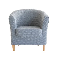 Zitbankhoes<Blancheporte Bi-rekbare, gewafelde fauteuil- en kuipzetelhoes grijs