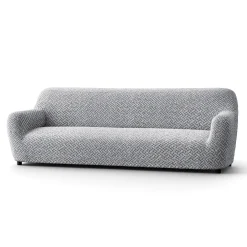 Zitbankhoes<Blancheporte Bi-rekbare, grafische hoes in gewafelde microvezel voor fauteuil en zetel grijs