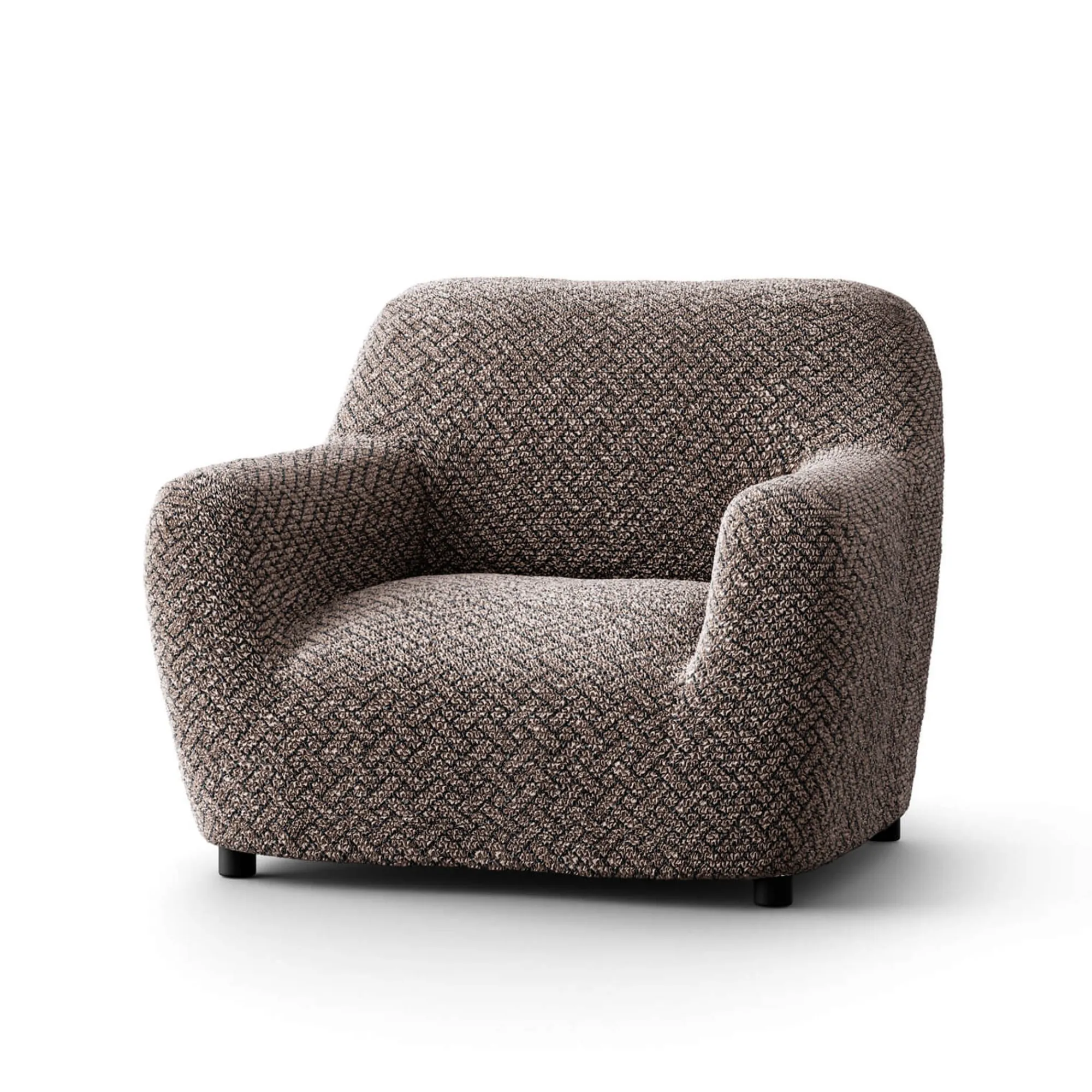 Zitbankhoes<Blancheporte Bi-rekbare, grafische hoes in gewafelde microvezel voor fauteuil en zetel chocolade