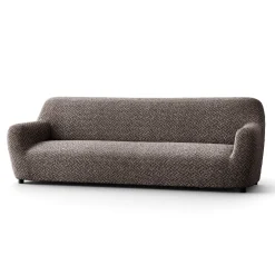 Zitbankhoes<Blancheporte Bi-rekbare, grafische hoes in gewafelde microvezel voor fauteuil en zetel chocolade