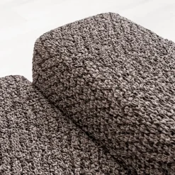 Zitbankhoes<Blancheporte Bi-rekbare, grafische hoes in gewafelde microvezel voor fauteuil en zetel chocolade