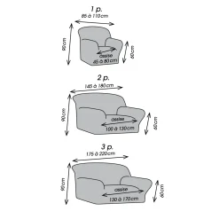 Zitbankhoes<Blancheporte Bi-rekbare, grafische hoes in gewafelde microvezel voor fauteuil en zetel chocolade