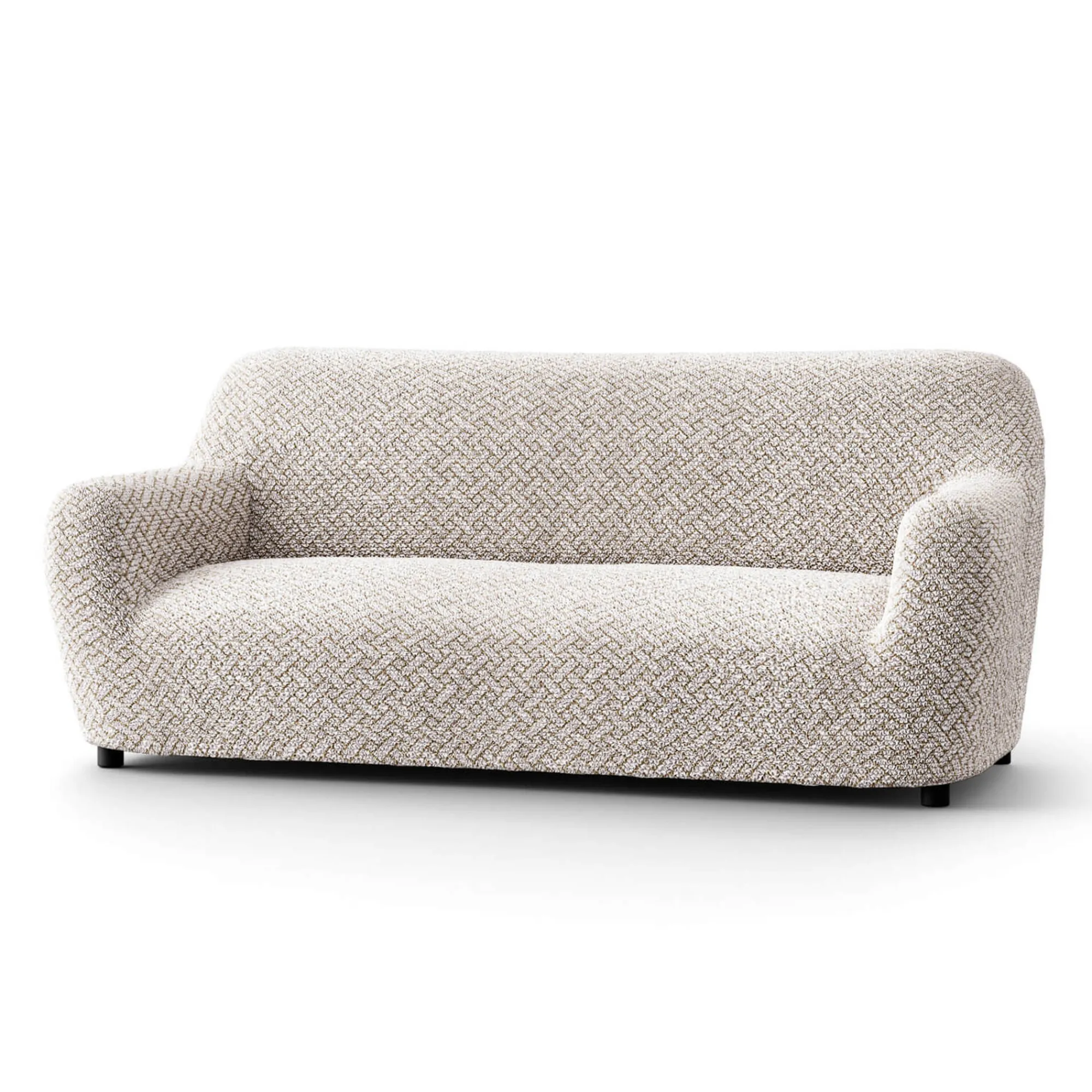 Zitbankhoes<Blancheporte Bi-rekbare, grafische hoes in gewafelde microvezel voor fauteuil en zetel beige