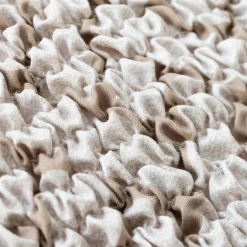 Zitbankhoes<Blancheporte Bi-rekbare, grafische hoes in gewafelde microvezel voor fauteuil en zetel beige