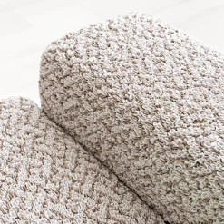 Zitbankhoes<Blancheporte Bi-rekbare, grafische hoes in gewafelde microvezel voor fauteuil en zetel beige