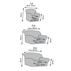 Zitbankhoes<Blancheporte Bi-rekbare, grafische hoes in gewafelde microvezel voor fauteuil en zetel beige