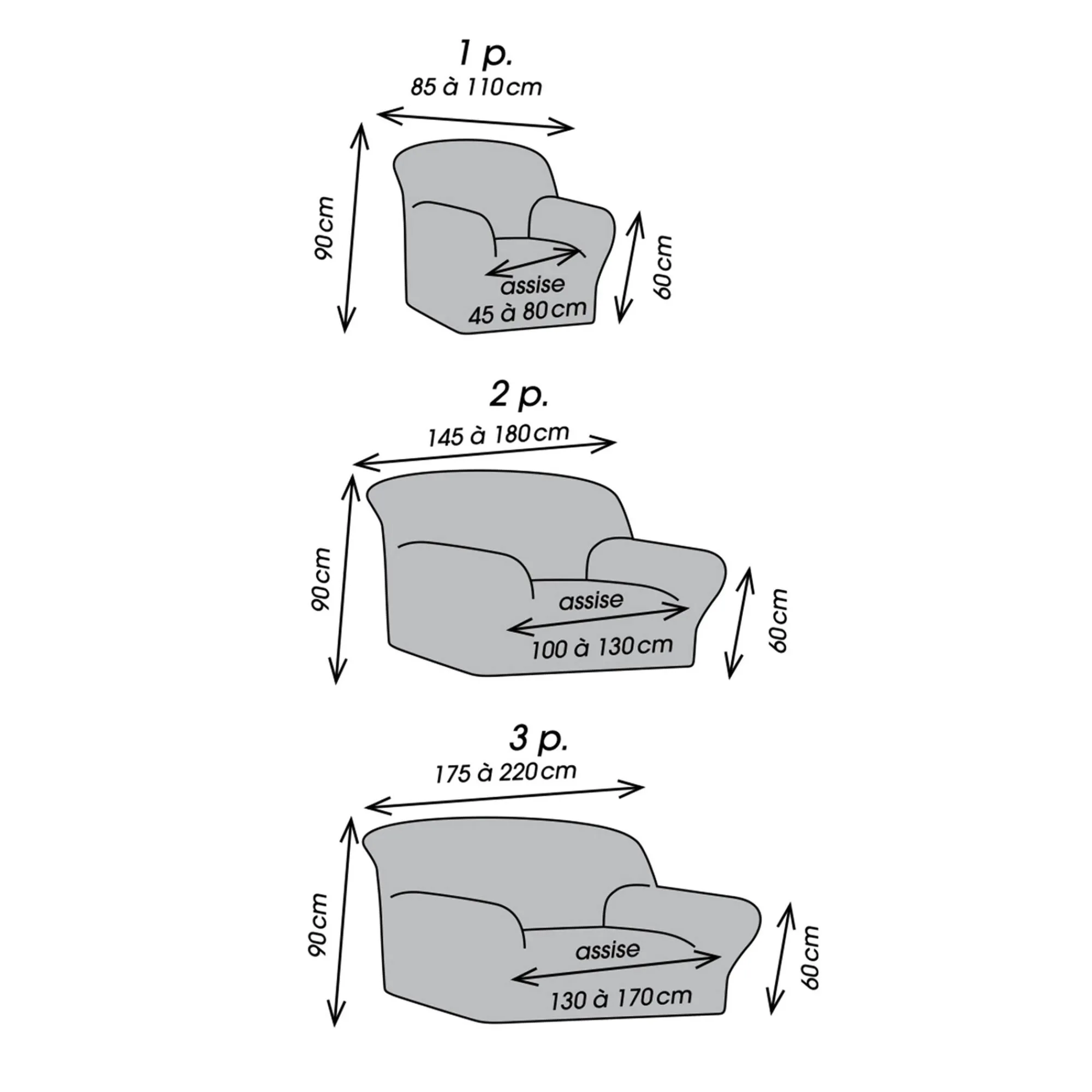 Zitbankhoes<Blancheporte Bi-rekbare, grafische hoes in gewafelde microvezel voor fauteuil en zetel beige
