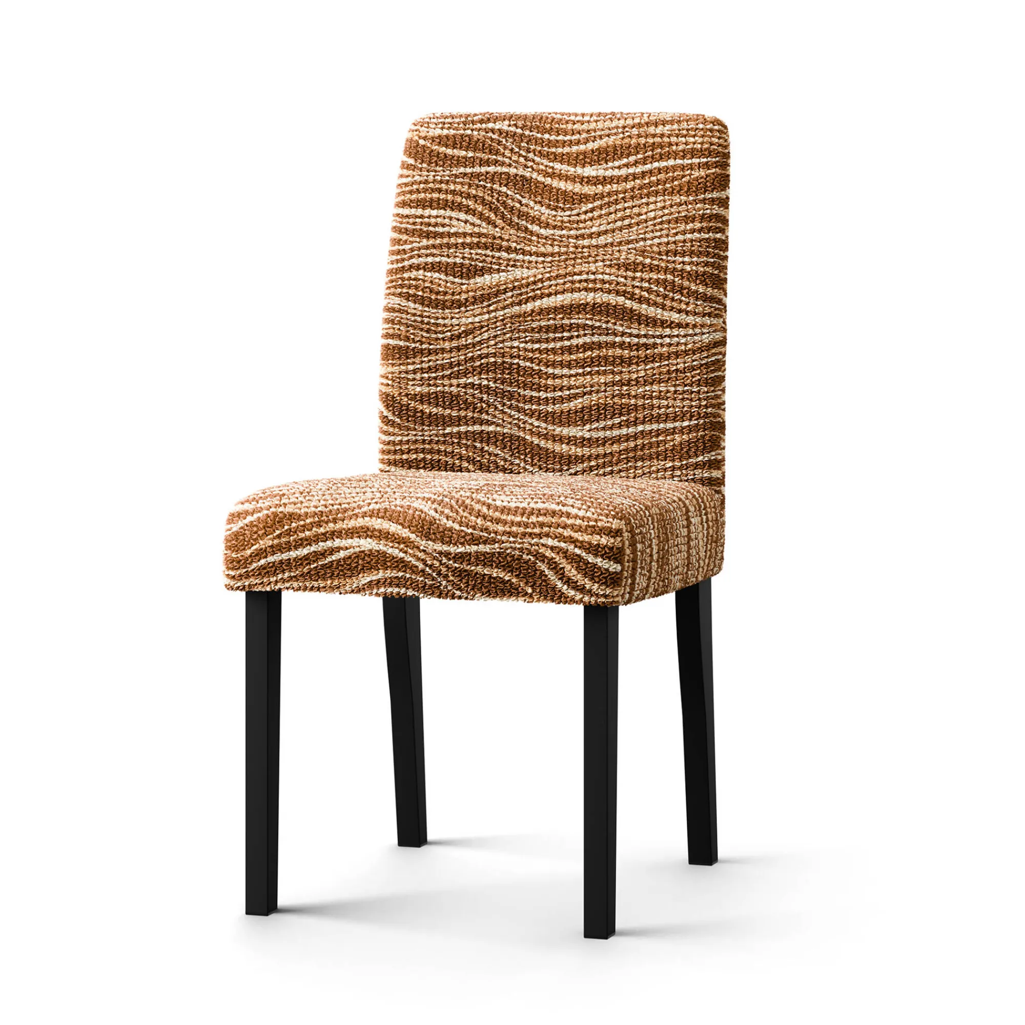 Stoelhoes<Blancheporte Bi-rekbare hoes in microvezel met golvenprint, speciaal voor stoel chocolade