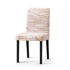 Stoelhoes<Blancheporte Bi-rekbare hoes in microvezel met golvenprint, speciaal voor stoel beige