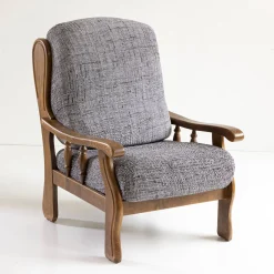 Zitbankhoes<Blancheporte Bi-rekbare hoes in microvezel, met effen faux-uni effect, voor rustieke fauteuil antracietgrijs