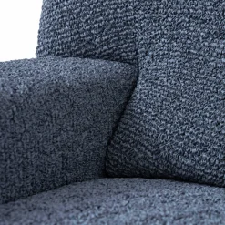 Zitbankhoes<Blancheporte Bi-rekbare hoes in microvezel, effen faux-uni effect voor fauteuil en zitbank blauw