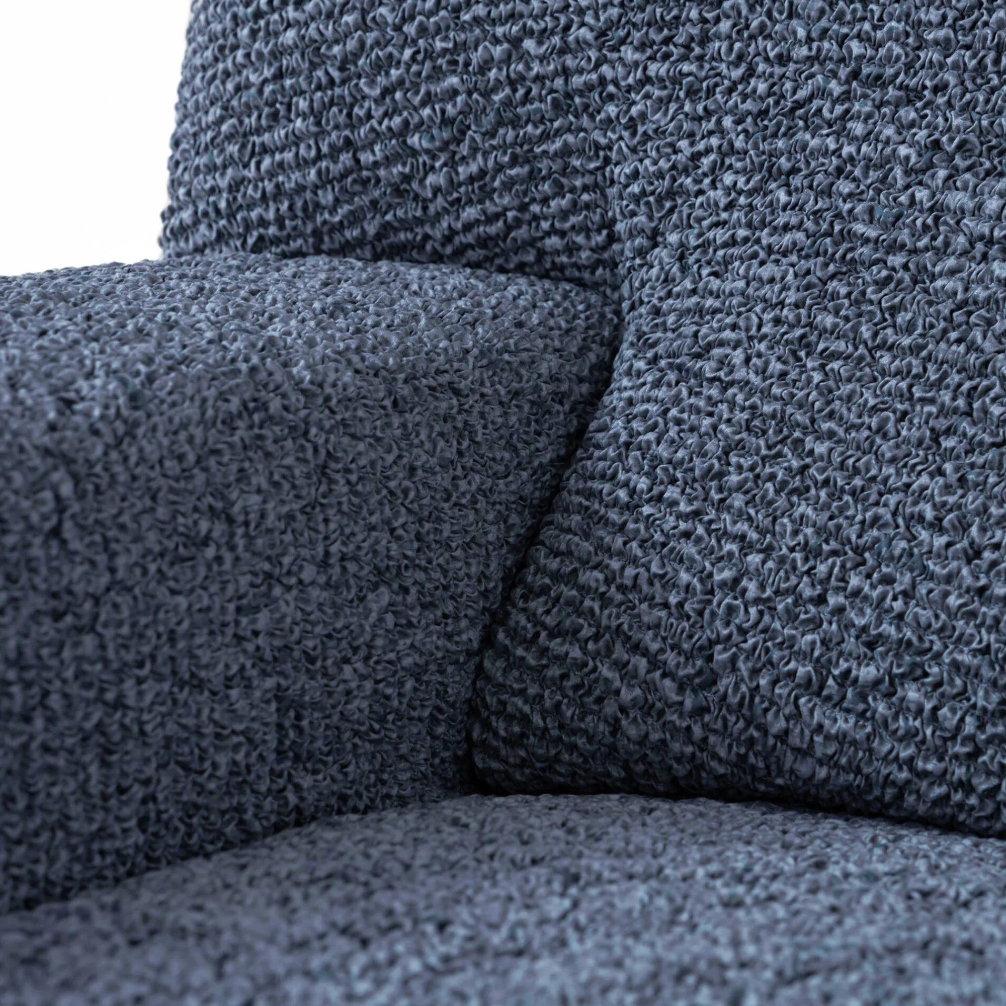 Zitbankhoes<Blancheporte Bi-rekbare hoes in microvezel, effen faux-uni effect voor fauteuil en zitbank blauw