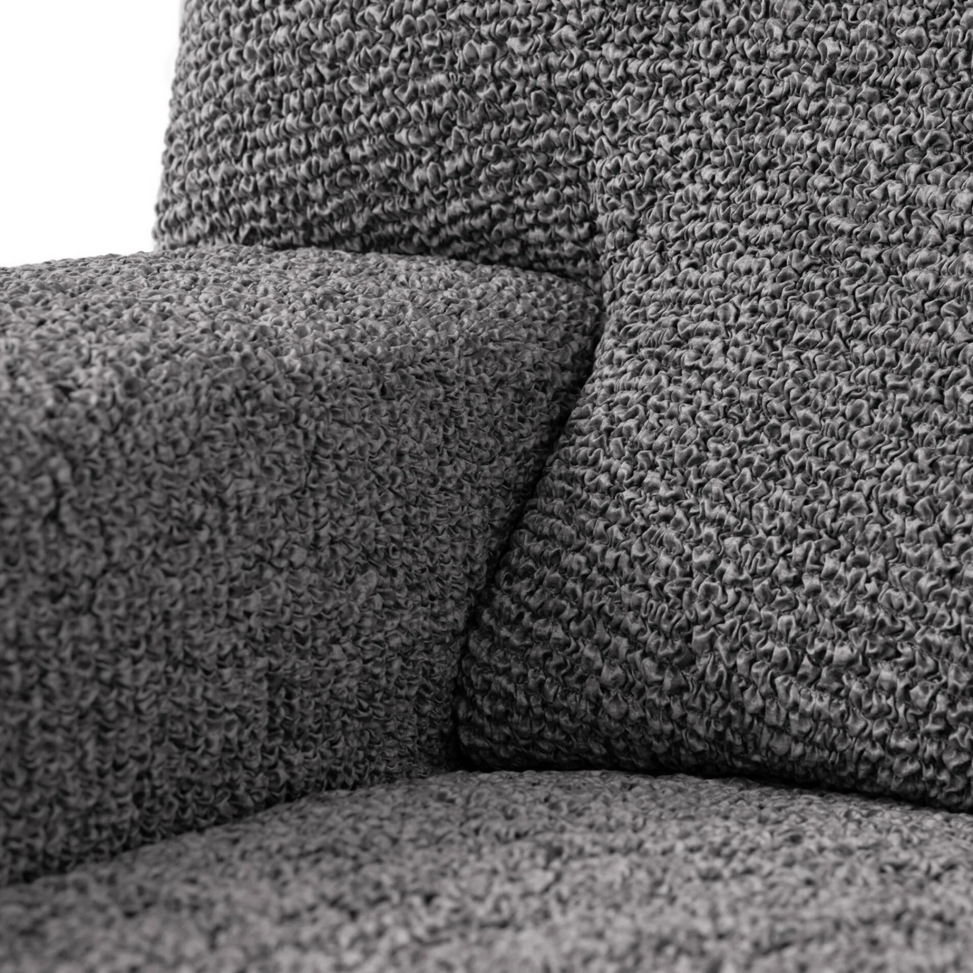 Zitbankhoes<Blancheporte Bi-rekbare hoes in microvezel, effen faux-uni effect voor fauteuil en zitbank antracietgrijs