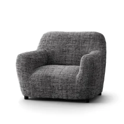 Zitbankhoes<Blancheporte Bi-rekbare hoes in microvezel, effen faux-uni effect voor fauteuil en zitbank antracietgrijs