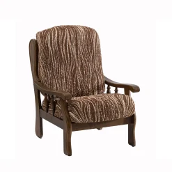 Zitbankhoes<Blancheporte Bi-rekbare hoes in microvezel met golvenprint, speciaal voor rustieke fauteuil chocolade