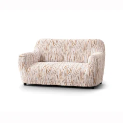 Zitbankhoes<Blancheporte Bi-rekbare hoes in microvezel met golvenmotief, voor fauteuil en zitbank beige